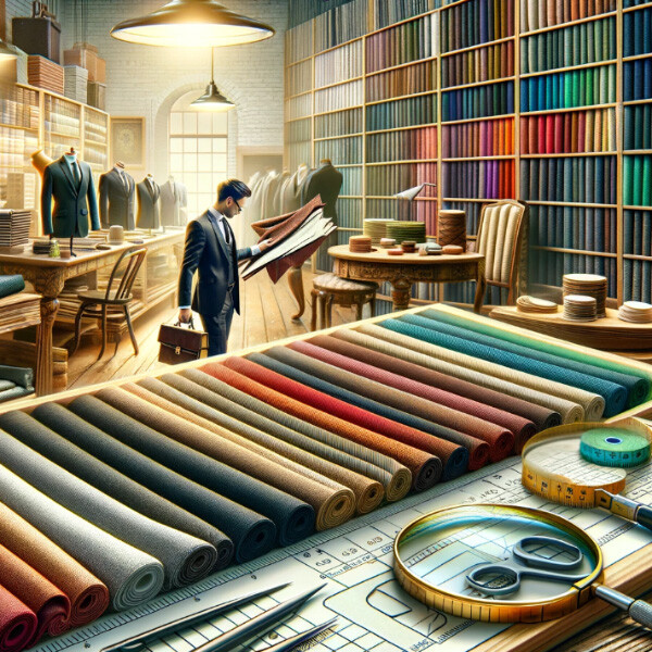 Мужчина выбирает ткань "барби"