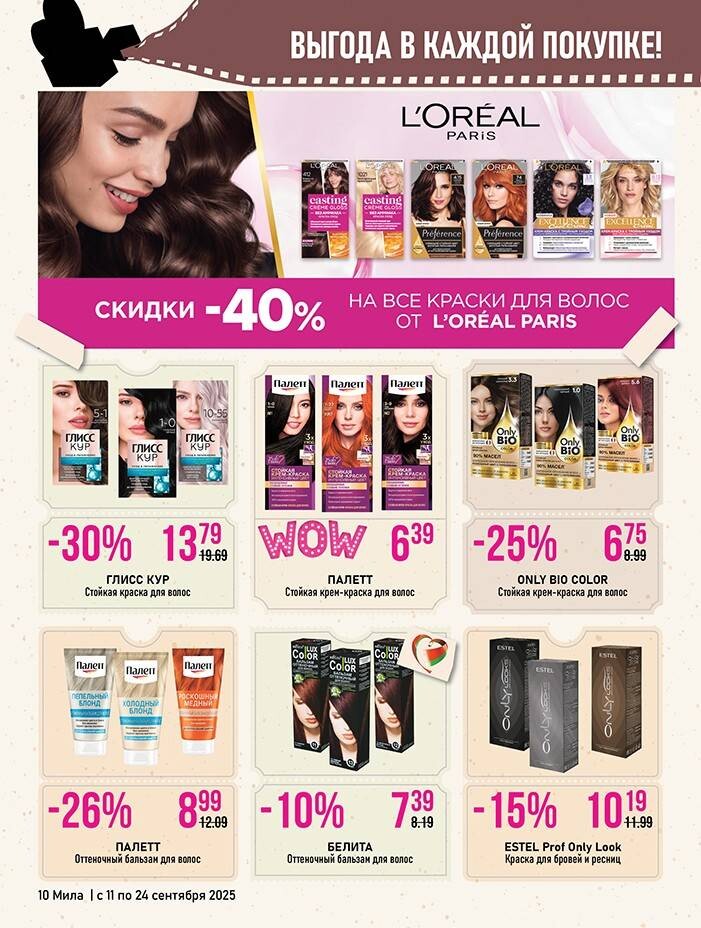 Акции и скидки в "Мила" в сентябре 2025 года (с 11 по 24 сентября)
