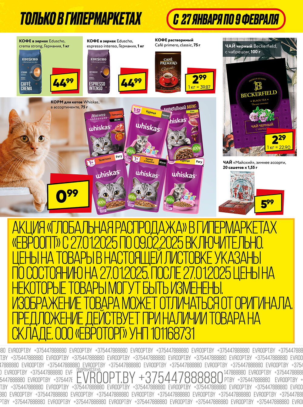 Акция "Глобальная распродажа" в сети магазинов "Евроопт" в январе-феврале 2025 года (с 27 января по 9 февраля)