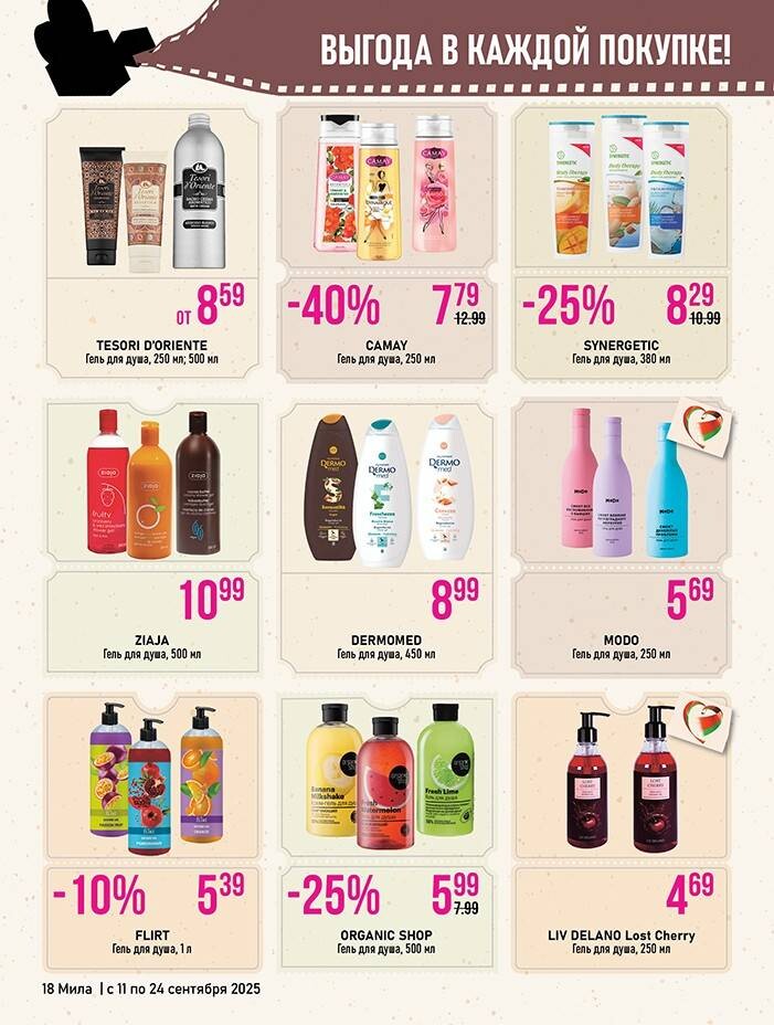 Акции и скидки в "Мила" в сентябре 2025 года (с 11 по 24 сентября)
