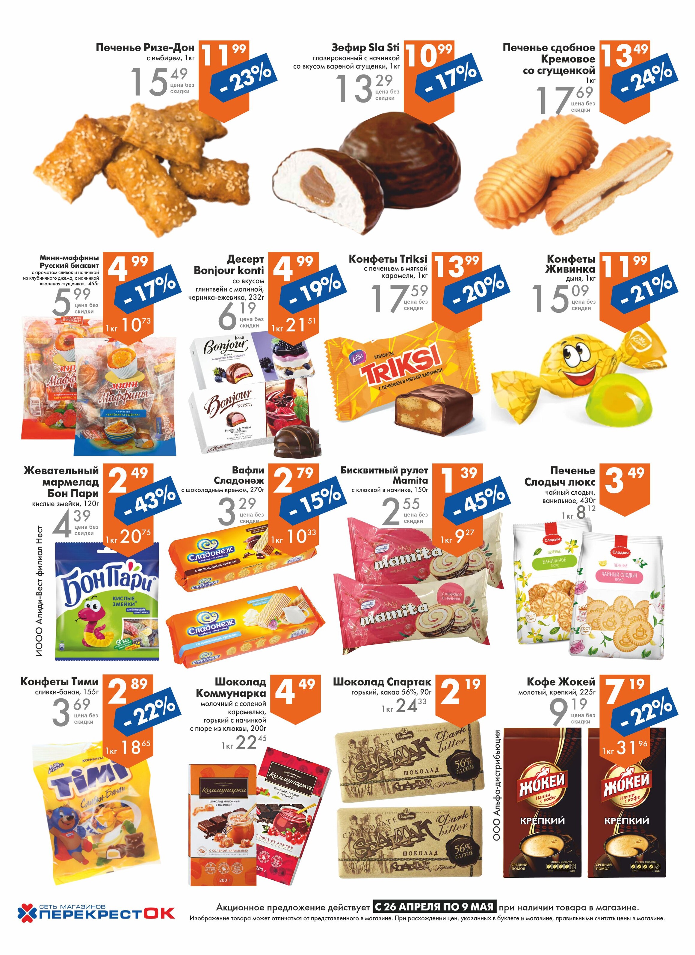 Акции и скидки в магазинах "Перекресток" в апреле-мае 2023 года (с 26 апреля по 9 мая)