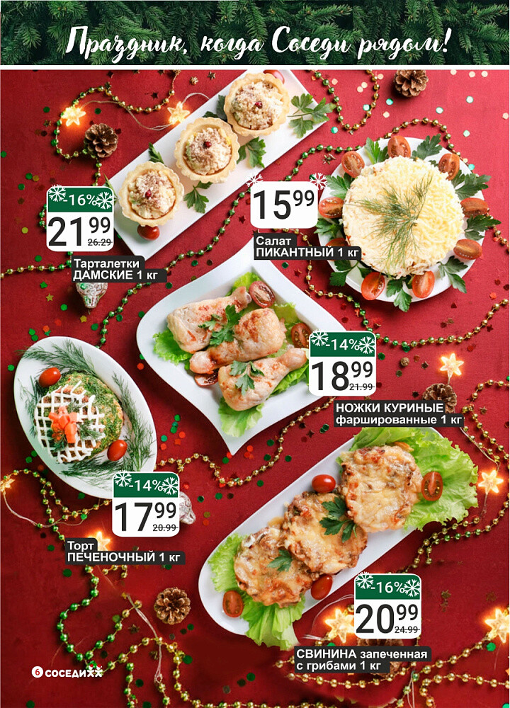 Акции и скидки в магазинах "Соседи" в декабре 2025 - январе 2026 года (с 24 декабря по 7 января)