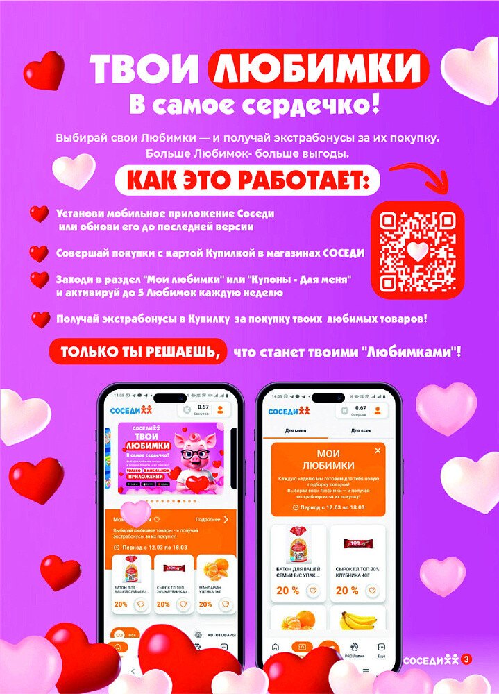 Акции и скидки в магазинах "Соседи" в марте-апреле 2025 года (с 26 марта по 8 апреля)