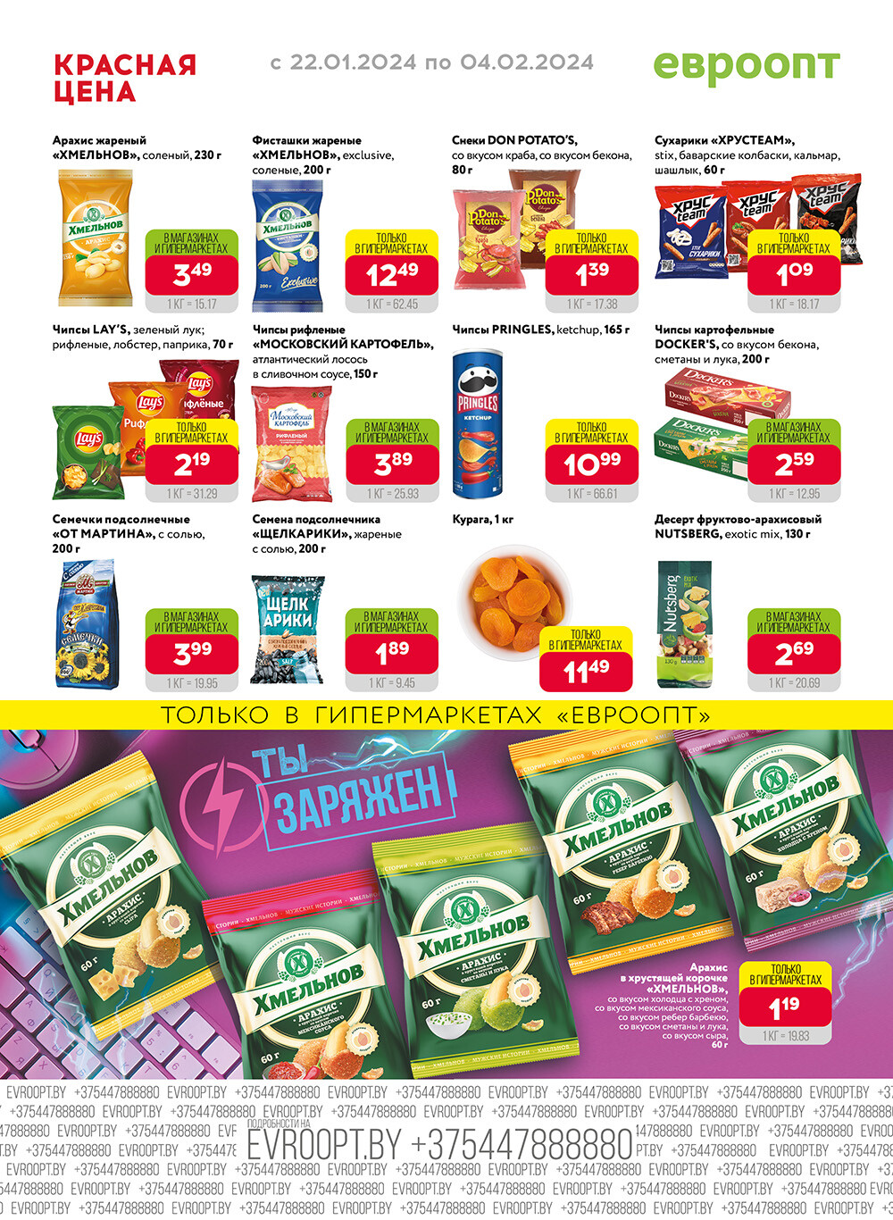 Акция "Красная цена" в сети магазинов "Евроопт" в январе-феврале 2024 года (с 22 января по 4 февраля)