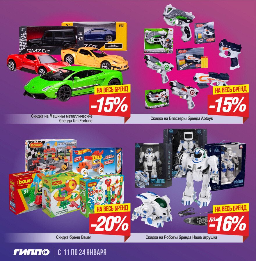 Акции и скидки в "Гиппо" в январе 2024 года (с 11 по 24 января)