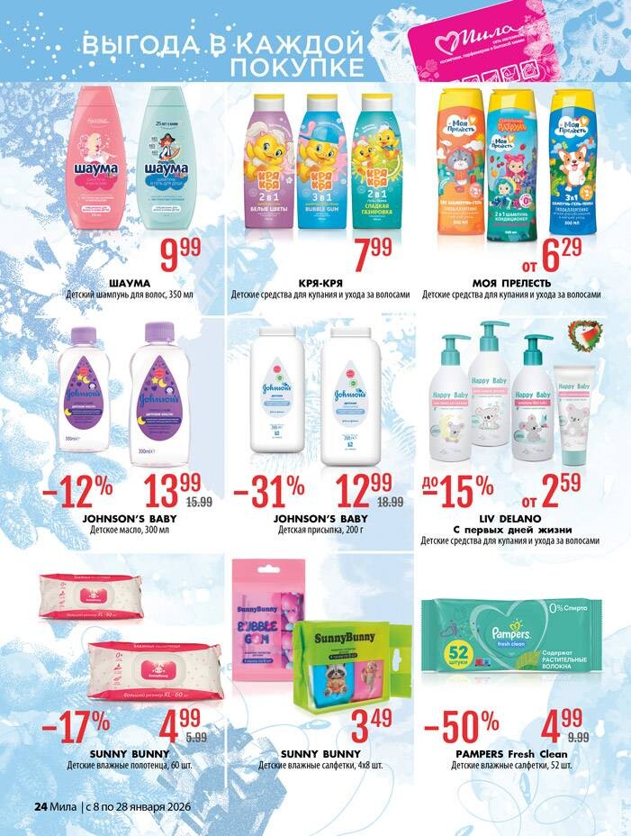 Акции и скидки в "Мила" в январе 2026 года (с 8 по 28 января)