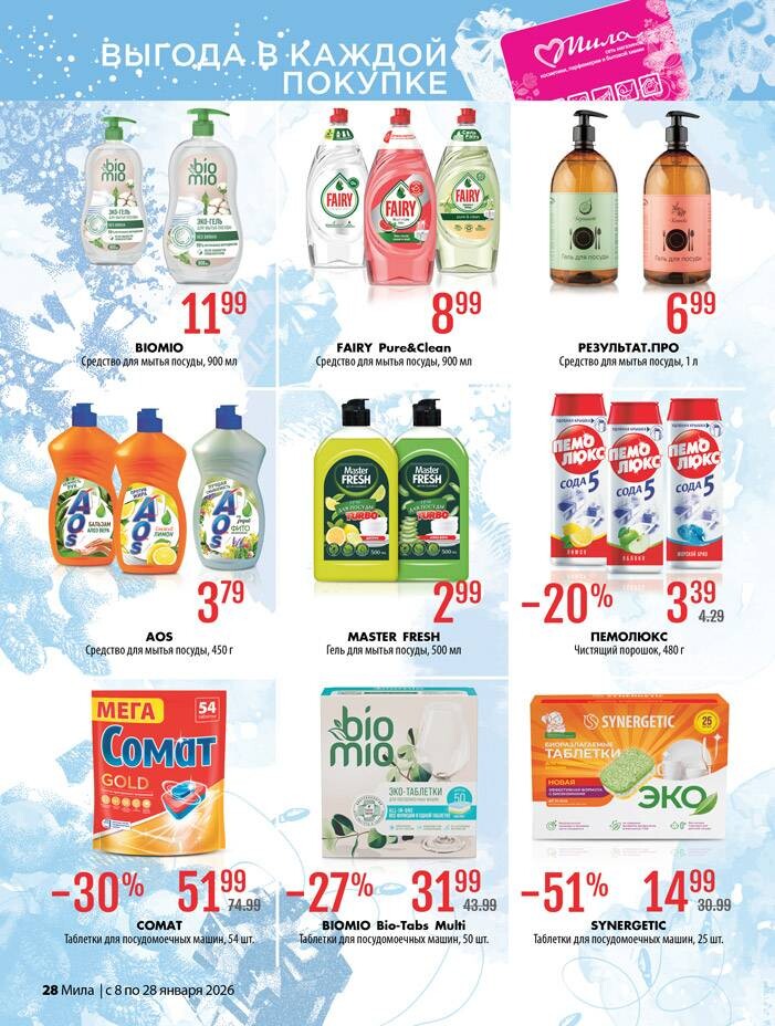 Акции и скидки в "Мила" в январе 2026 года (с 8 по 28 января)